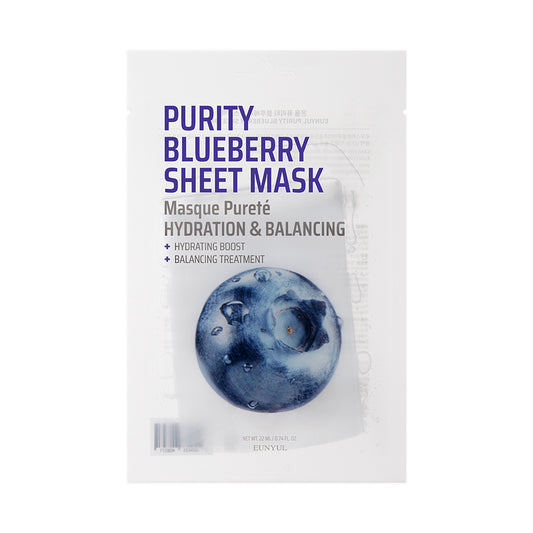 EUNYUL Purity Facial Sheet Mask Pack (Blueberry) 0.74 fl. Oz. / 22ml