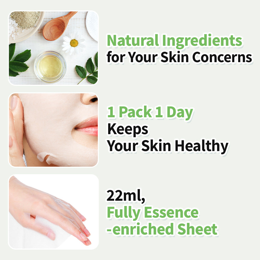 EUNYUL Natural Sheet Mask Pack (Green Tea) 0.74 fl. Oz. / 22ml